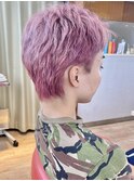 メンズヘアカラーピンクパープルスパイキーショート