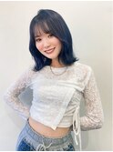 外ハネ×ネイビーカラー