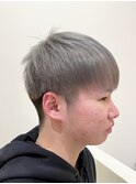 メンズツーブロックマッシュショートブリーチカラー