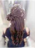 サイドお団子ハーフアップ