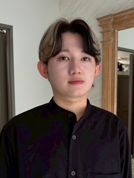 ファルファラ(farfara) メンズ/逆フェイスフレーミングカラー/ブロンドベージュ