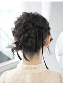ヘアセット/結婚式/二次会/お呼ばれヘア/カチモリ/リボン/アップ