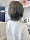 福山市美容室Caaryレイヤーボブ透明感オリーブグレージュカラー