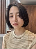 大人ショートボブ ふんわりボブ 韓国風ボブ イルミナカラー