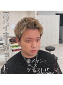 スパイキーショート/金メッシュ/ツイストパーマ