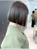 【横浜】小顔ネビージュ黒髪秋色透明感カラーワンレンボブルフ