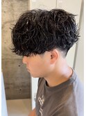 シャドウパーマツイストスパイラルマッシュツーブロック刈り上げ