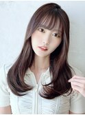 フェミニンロング大人かわいい透明感カラーレイヤーカット小顔