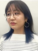 京都　河原町　美容室　インナーカラー　ブルーネイビーカラー