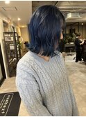 透明感抜群♪20代30代ダブルカラーブリーチネイビーブルー