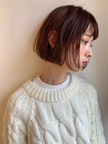 ソンノ(sonno)&nbsp;ミニボブ　ピンクベージュ　シースルーバング　チェリーレッド