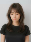 レイヤーカット韓国風マッシュ切りっぱなしミディアムくせ毛風