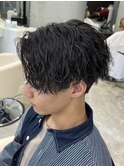 波巻き ツイストスパイラル メンズパーマ 熊本センターパート