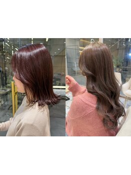 ブリーチなしで叶う透明感カラーからブリーチありのハイトーンまでトレンド感のあるカラーを幅広くご提案！