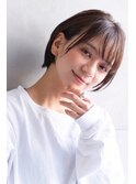 ACE シースルーバングショート×ミルクティーブラウン