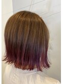 『ピンク×バイオレット グラデーションカラー』外ハネ艶髪☆