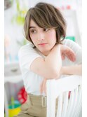 アシンメトリーxメッシュカラーくせ毛風ボブウルフb1
