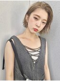ハイトーンボブ×ミルクティーベージュ