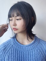 モリオフロムロンドン 原宿本店(morio from London)&nbsp;【morio 原宿】黒髪マッシュウルフ　耳かけ　前髪あり