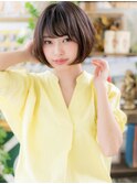 黒髪ヘルシースタイル前下がり小顔ミニボブc5川口20代30代40代