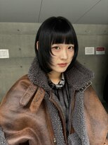レコ 渋谷(LECO) 顔まわりレイヤーカットボブブルーブラックカラー