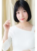 小顔透けバング黒髪ワンカール切りっぱなしボブ313X上尾30代40代