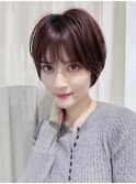 くびれショート　チョコブラウン　白髪ぼかし　髪質改善　八木