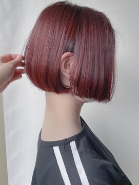 モリオフロムロンドン 原宿本店(morio from London) 【morio 原宿】ミニボブ　ワインレッド　赤　ボルドー