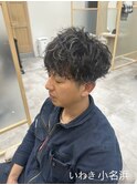 ハイライト/ダークアッシュ/アッシュブラック/パーマ/ショート