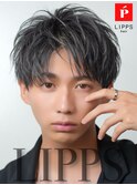 ツーブロックマッシュツイストハーフアップバング束感ショート