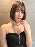 黒髪カタログオリーブグレーココアベージュ小顔に見せるヘア博多