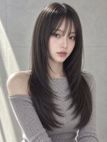 ユーフォリア 渋谷グランデ(Euphoria SHIBUYA GRANDE)&nbsp;暗髪ダークブラウンシースルーバングストレートレイヤーロング
