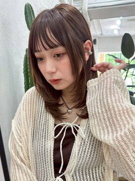 ポーチバイハニー オモテサンドウ(PORCH by HONEY omotesando) オン眉ワイドバング小顔レイヤーカットさやべびグレージュ1