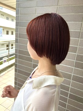 オーガニックマインド 坂戸 鶴ヶ島(organic+mind) 20代30代◎透明感オレンジ×伸ばしかけショートボブ
