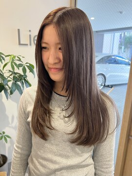 レイヤーカット/ハッシュカット/ロングレイヤー/グレージュ