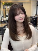 美髪レイヤーカット／くびれ巻き髪/ベージュカラー