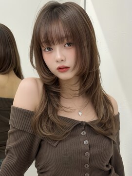 アイトーキョーエス 渋谷(AI TOKYO S) ハッシュカットロングハッシュカットウルフカットミルクブラウン