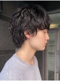 メンズウルフパーマ マッシュウルフ　スパイラルパーマ