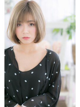 ミック ヘアアンドメイク アップ 駒込店(miq Hair&Make up) 個性的ハイトーンカラー★透けバング小顔前下がりボブa1