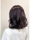 ダークパープル/ボブ/巻き髪