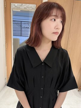 ラミエ バイ メルト 吉祥寺(lamie by melt) "久保田"暖色ブラウン切りっぱなしボブ顔まわりレイヤー