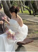 ブライダルヘア 前撮りヘア アップスタイル パールピン 花嫁ヘア
