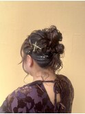 結婚式ヘアメ/お呼ばれヘア/アップスタイル/お団子ヘア/編み込み