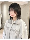 黒髪/ボブルフ/ネビージュ/小顔/ワンレン/栄/髪質改善/前髪