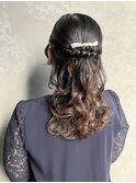 【ハーフアップヘアアレンジ】ヘアセット/渋谷/タッセルボブ/眉