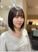 ぱつっと前下がりボブ×暗髪アッシュグレー/千葉