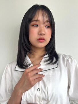 モッズヘア 越谷(mod's hair) 黒髪/ダークアッシュ/ミディアムレイヤーカット/髪質改善p越谷