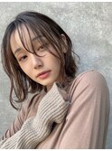大人可愛い/外ハネショート/流し前髪/シースルーバング