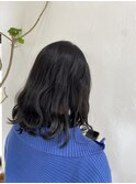 インナーカラー × ダークアッシュ × ターコイズブルー 