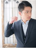 爽やか七三オールバックツーブロックショートc